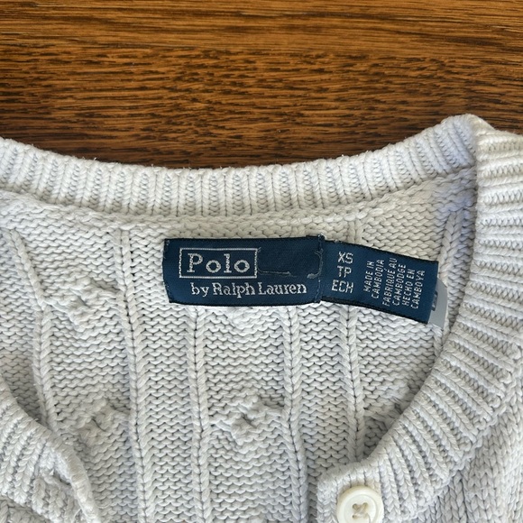 Polo Ralph Lauren White Cable Knit short sleeve Cardigan XS - Picture 5 of 8